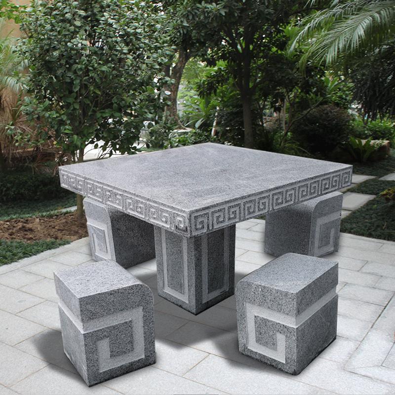 公园方形石桌凳雕塑