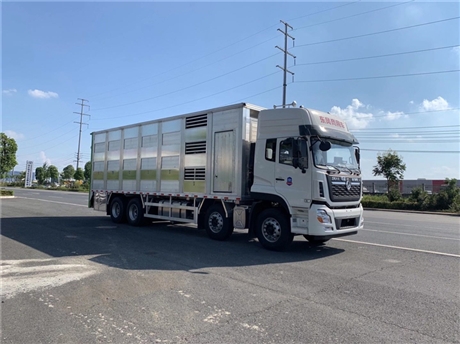 儀徵畜禽運輸車拉豬車價格/三層鋁合金東風天龍拉豬車