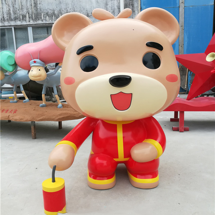 福建玻璃钢卡通熊仔雕塑 活动装饰动物公仔雕塑