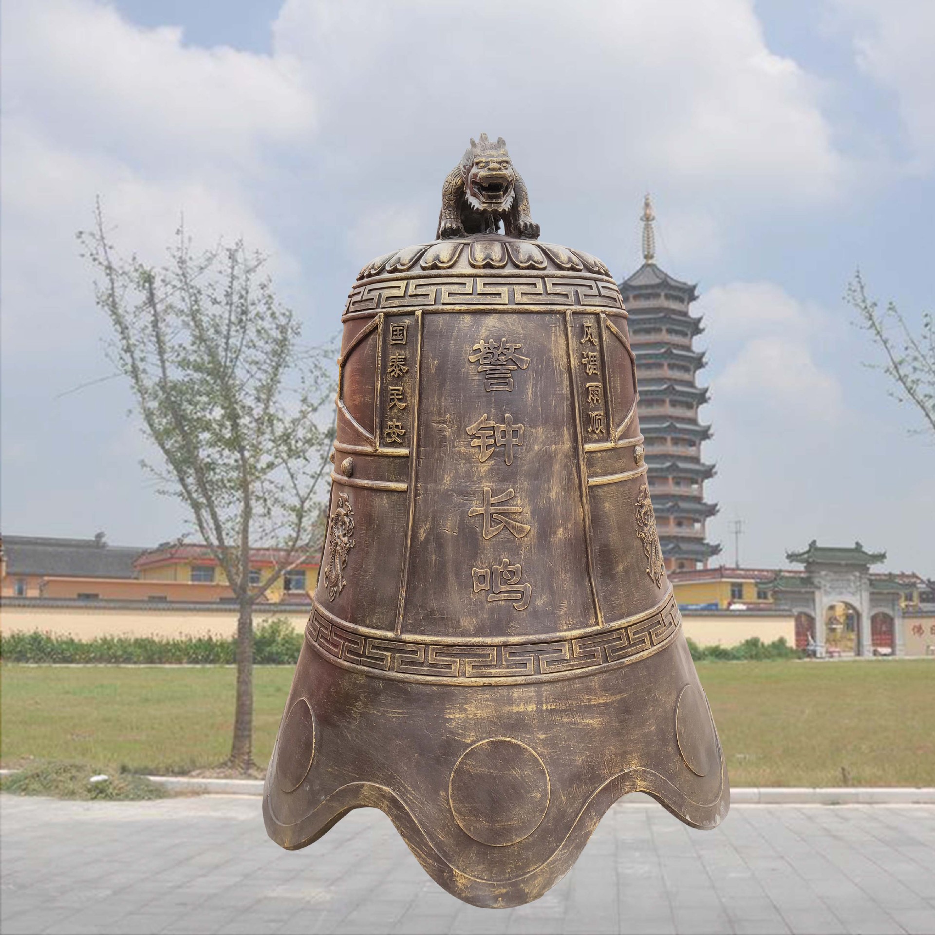 玻璃钢警钟雕塑警钟长鸣雕塑