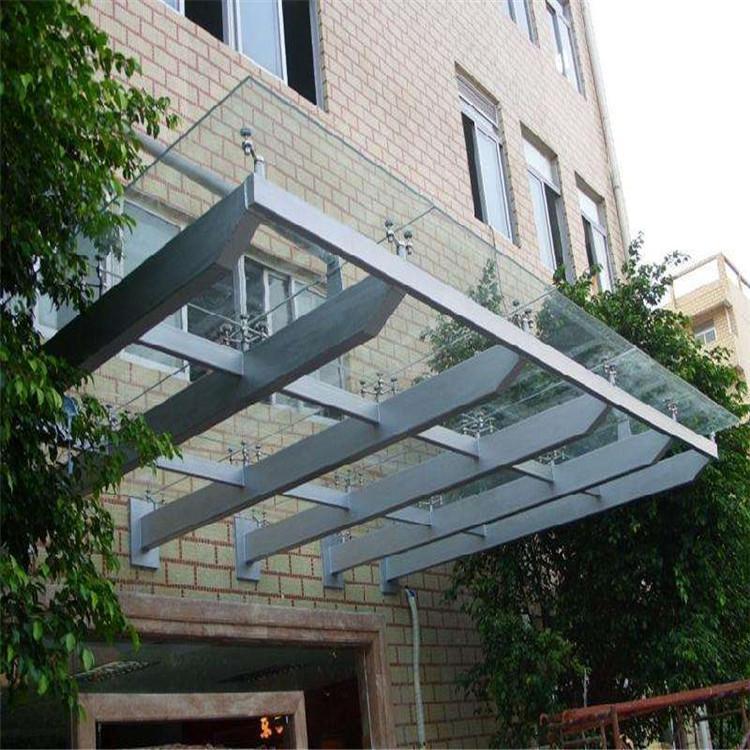 重庆玻璃雨棚 加工定制钢结构钢化玻璃雨蓬