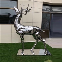 不锈钢镜面鹿雕塑 梅花鹿不锈钢雕塑