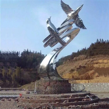 不锈钢老鹰雕塑，雄鹰展翅不锈钢雕塑