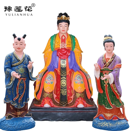 泰山奶奶神像树脂摆件 凤冠头饰碧霞元君神像 彩绘三霄娘娘神像