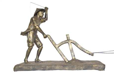 农耕人物雕塑犁地雕塑铸铜雕塑现货