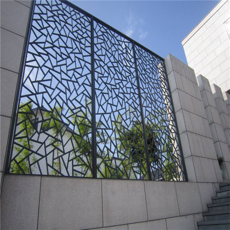 仿古中式铝合金窗花格咖啡色铝屏风加工猪肝红焊接铝格栅