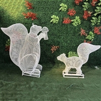 不锈钢镂空松鼠雕塑 不锈钢丝编织松鼠雕塑