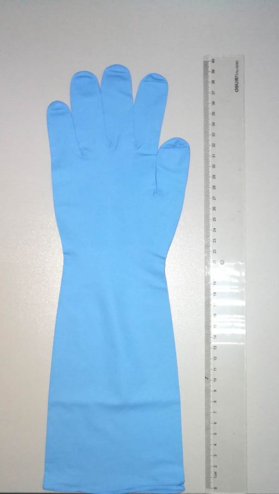 16寸丁腈手套超长加厚,蓝色检查手套,真空袋装 食品医用日用