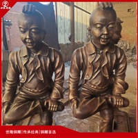 园林儿童玩耍纯铜铸雕塑 景观人物雕塑 供应儿童人物摆件