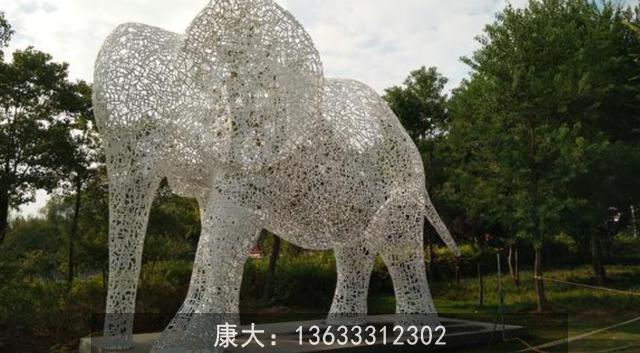 不锈钢大象雕塑 公园动物雕塑