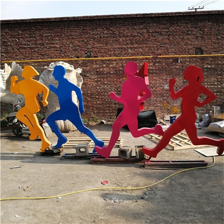 跑步人物雕塑，体育运动人物剪影雕塑