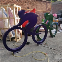 不锈钢骑车人物雕塑 抽象骑自行车运动人物雕塑