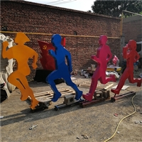 户外铁艺跑步运动人物剪影雕塑