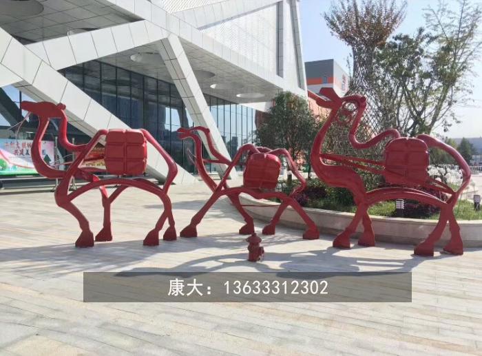 不锈钢金属骆驼雕塑 户外园林动物雕塑