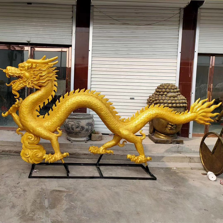 大型玻璃钢龙雕塑佛山仿真金色龙雕塑宏骏景观厂