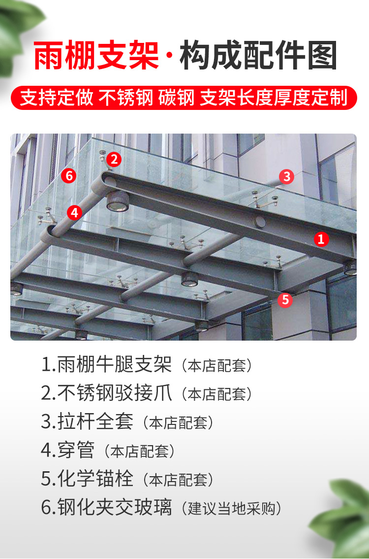 钢结构玻璃雨棚型号