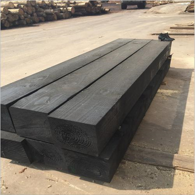 油浸枕木军胜木业落叶松沥青防腐轨道矿用垫木铁道国标可提供合格证