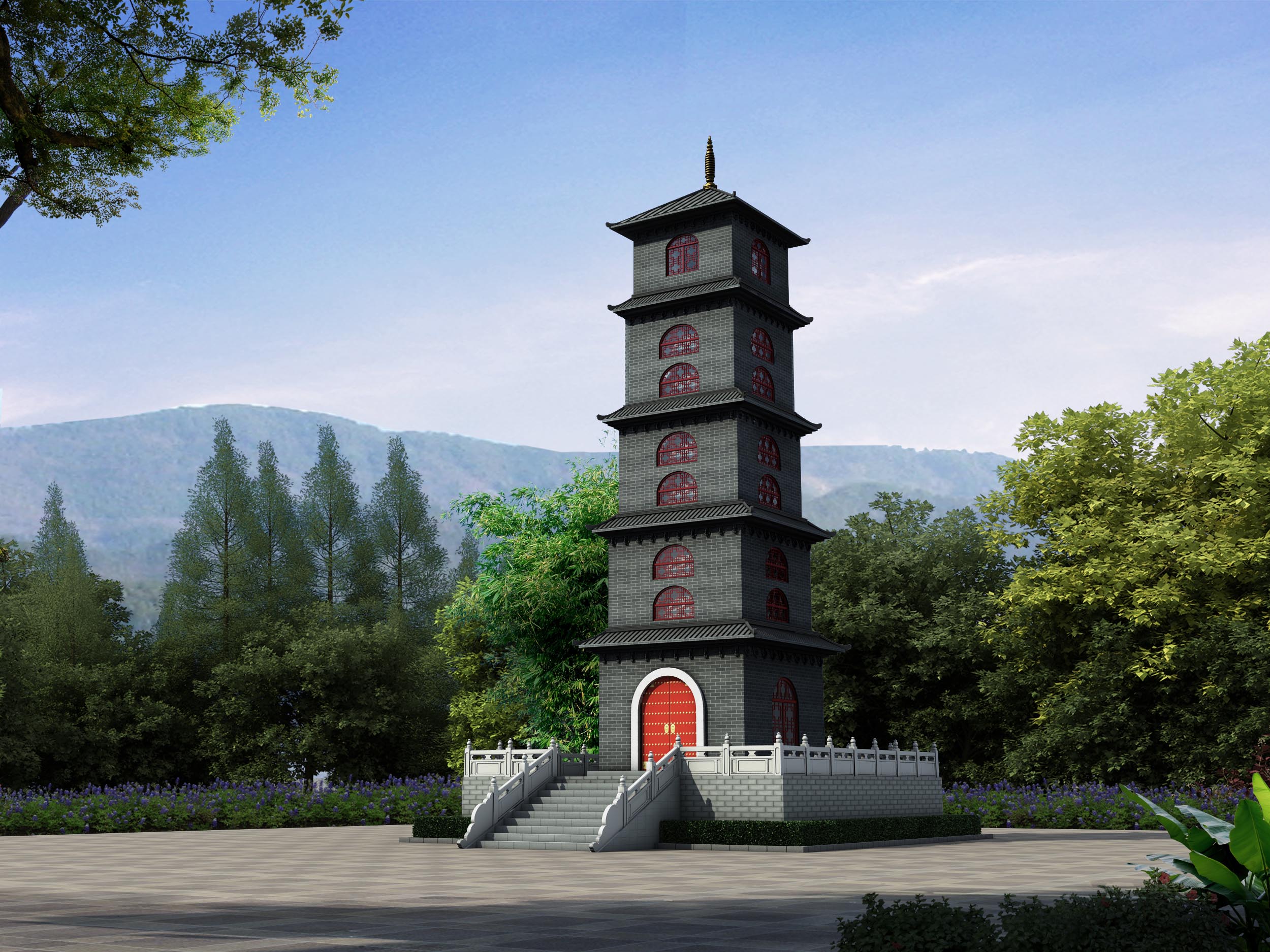 旅游景区塔阁楼设计 阁楼式塔设计