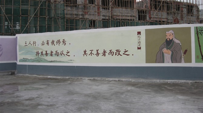 南京校园围墙手绘画 校园墙绘彩绘 人物壁画价格不贵