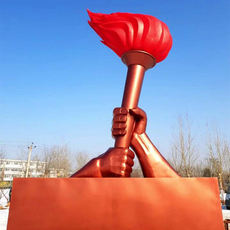 厂家定制不锈钢雕塑广场景观镜面火炬不锈钢摆件