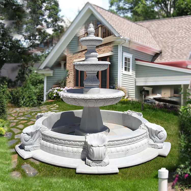 石雕黄锈石喷泉欧式喷水池