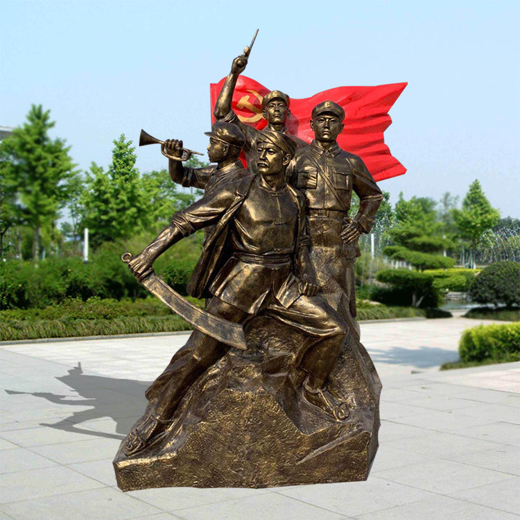 红军八路军雕塑 仿铜铸铜人物雕塑 文化馆摆件定制