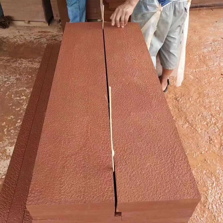 四川红砂岩荔枝面天然红色砂岩石外墙湿贴干挂板