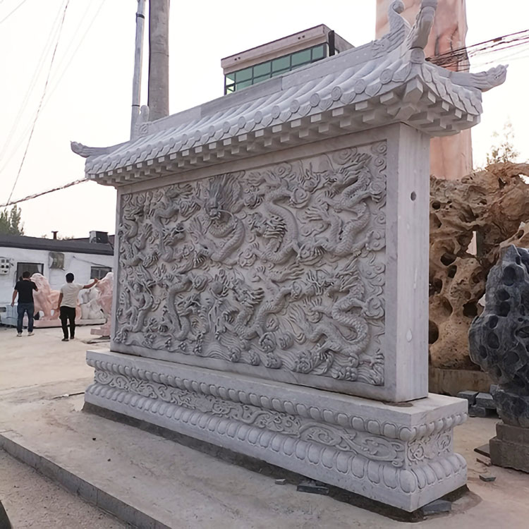 石雕背景墙屏风照壁墙别墅庭院门口摆件