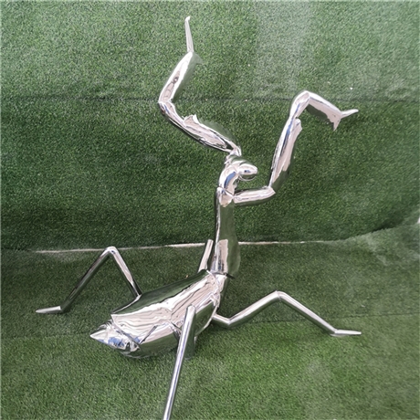 不锈钢螳螂雕塑 镜面不锈钢昆虫雕塑