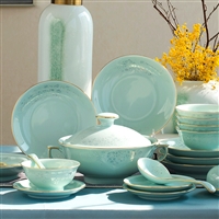 简约礼品陶瓷餐具套装 影青瓷樱花餐具送礼 中式金边碗盘碟组合