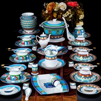 景德镇礼品餐具套装 家用送礼骨瓷餐具碗盘 73头香格里拉餐具