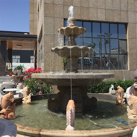 石头喷泉黄锈石喷泉大型别墅流水池