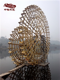 重庆长寿防腐木水车生产厂家景观电动水车水力水车价格