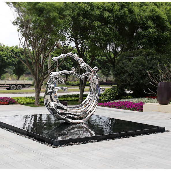 不锈钢抽象浪花园林雕塑