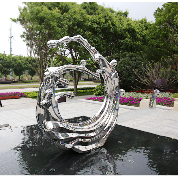 不锈钢抽象浪花园林雕塑