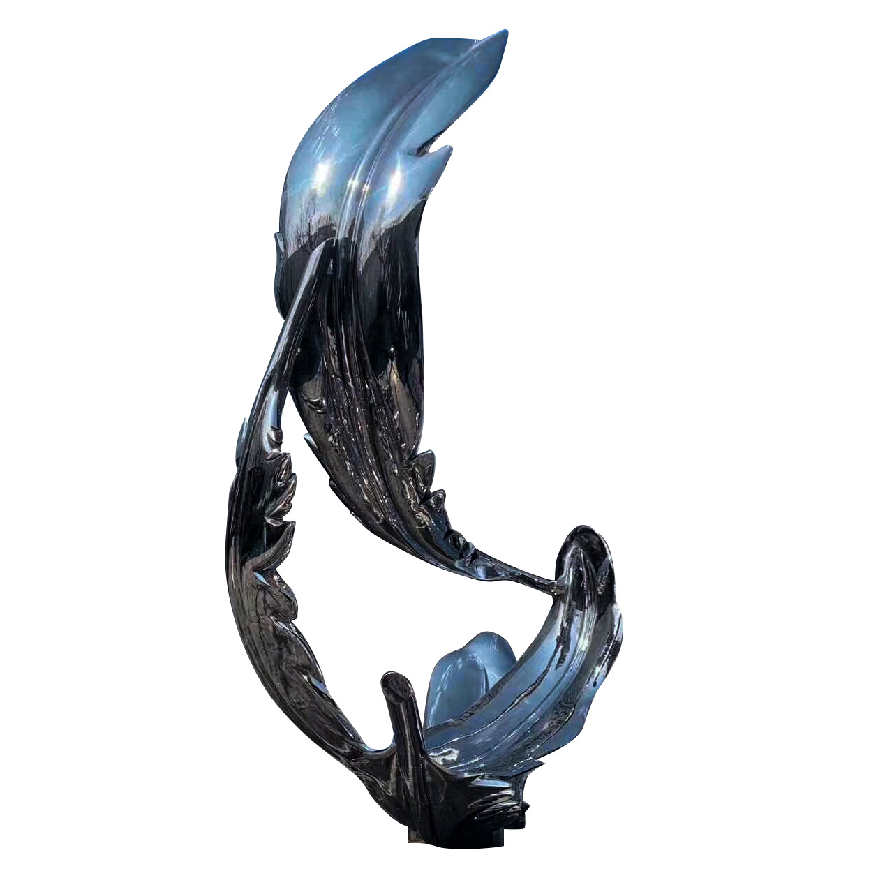 广场镜面不锈钢羽毛雕塑