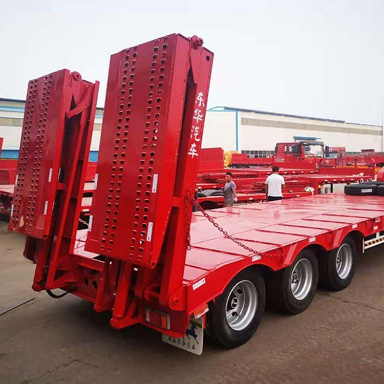 挖掘机托盘半挂车厂家定做钩机板半挂车货台高93公分