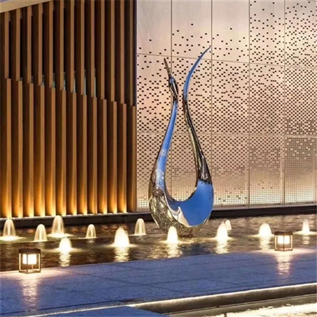 不锈钢雕塑天鹅 镜面不锈钢抽象天鹅雕塑