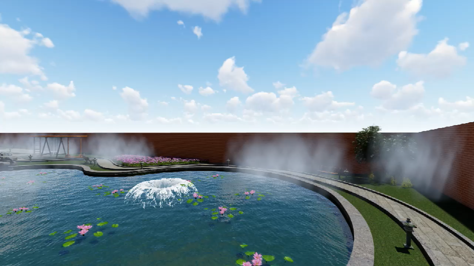 雾森水景喷泉动画效果