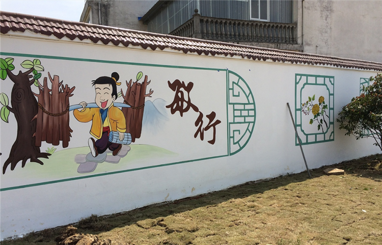 文化墙彩绘定制扬州户外文化墙纯手绘可写字