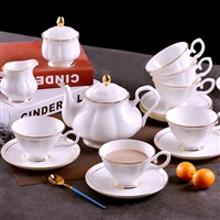 手工镶金骨瓷咖啡具 景德镇英式金边茶咖套组 家用骨瓷咖啡具