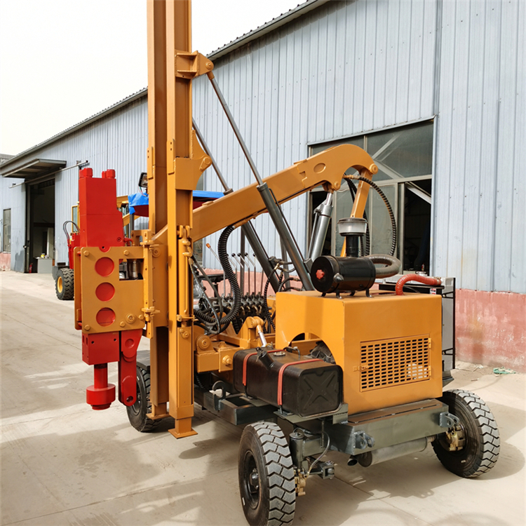 小四轮打桩机260小四轮护栏打桩机转场方便打桩效率高