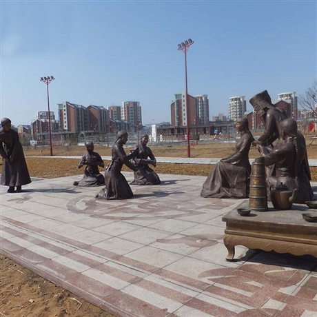 少数民族人物铜雕塑 少数民族文化主题铸铜雕塑