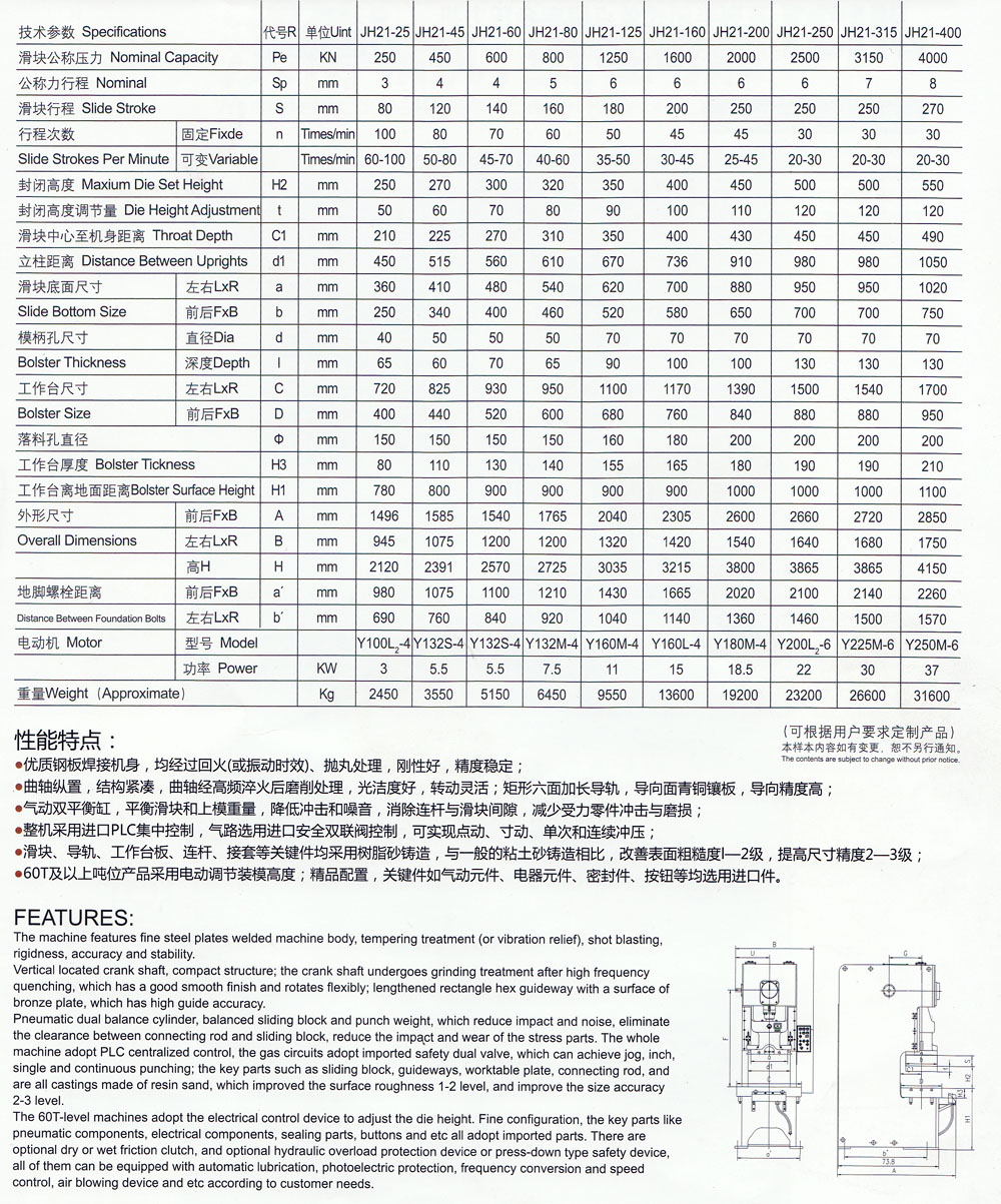 jh21110t氣動衝床衝床廠商