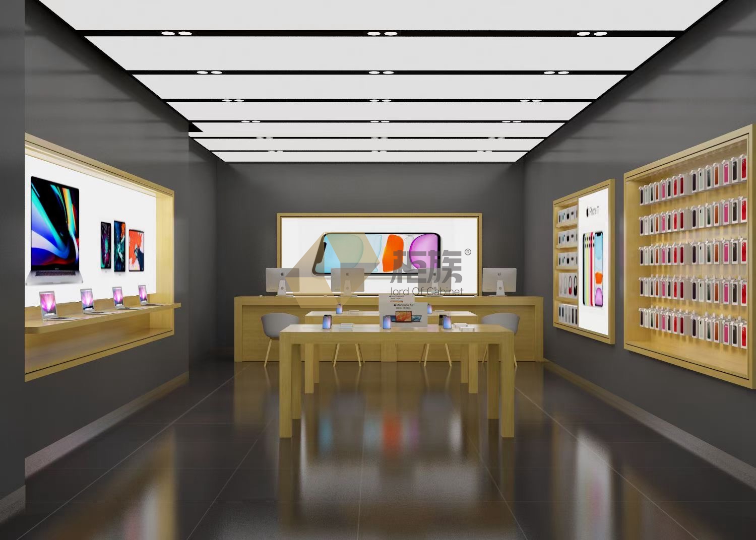 木纹苹果体验店整店展台供应