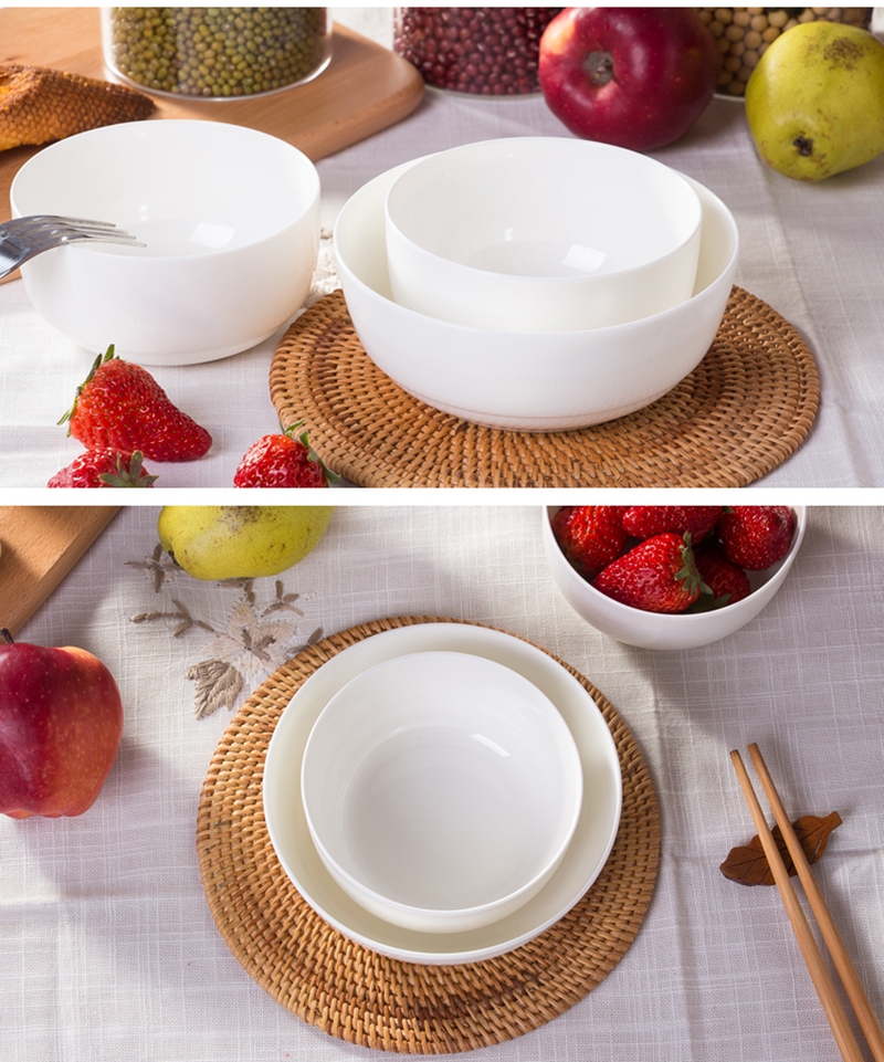 景德镇纯白骨瓷碗 韩式风格家用个性小碗 陶瓷餐具米饭碗面碗