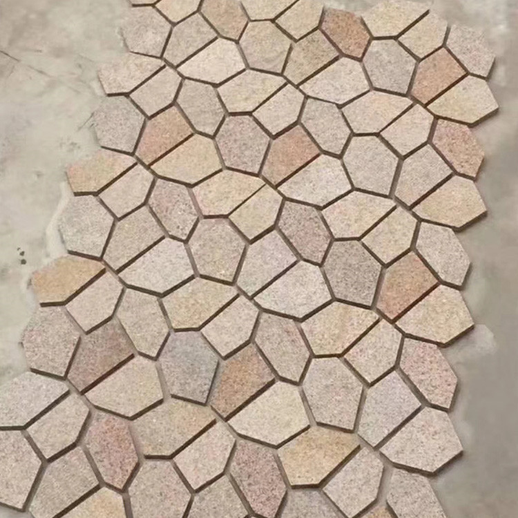 长期供应黄锈石冰裂纹碎拼冰裂纹石材多边形冰裂纹