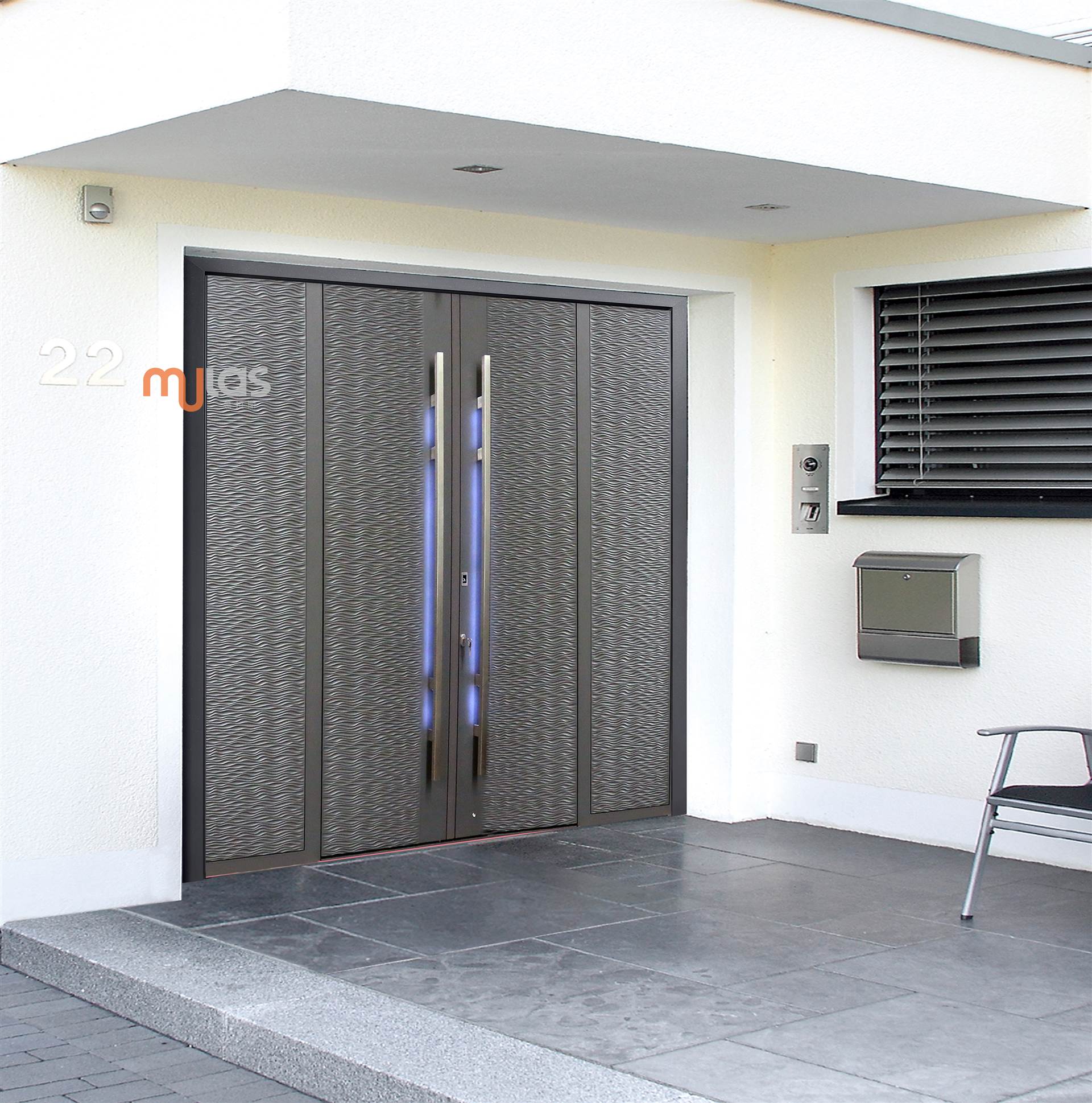 慕拉斯精雕水波纹铝门小四开双开子母门单门定制全国发货