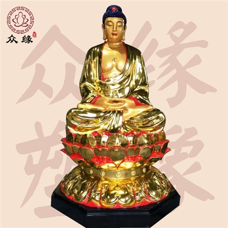 释迦摩尼神像坐莲花宝座 金身释迦摩尼佛神像厂家
