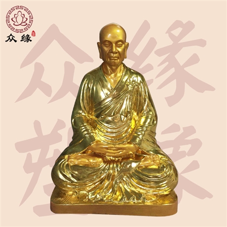 慧能六祖真身 树脂贴金慧能大师佛像报价 河南众缘佛像工艺厂